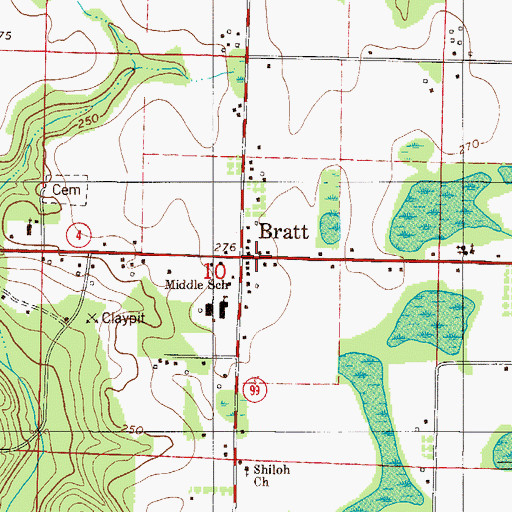 Topographic Map of Bratt, FL
