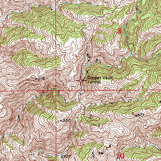 Topographic Map of Copper Vault Tunnel, AZ