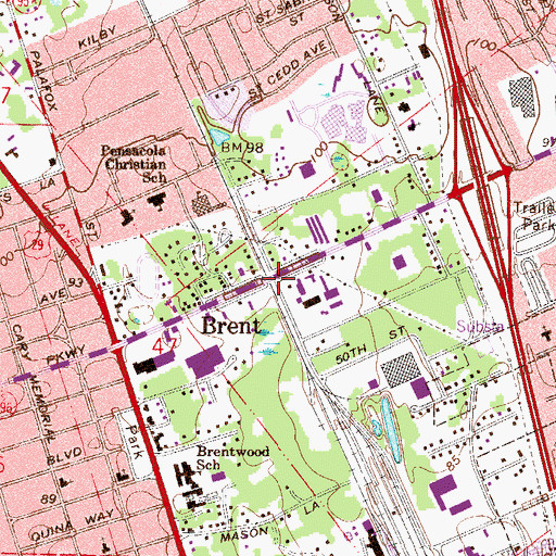 Topographic Map of Brent, FL