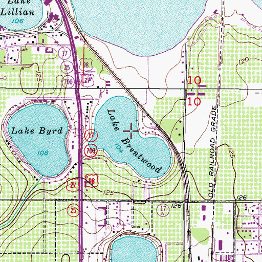 Topographic Map of Lake Brentwood, FL
