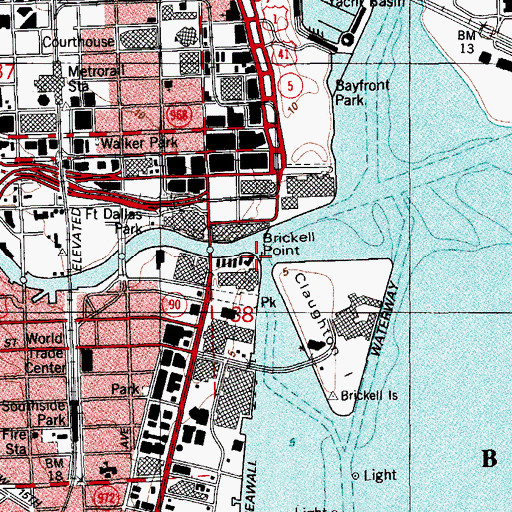 Topographic Map of Brickell Point, FL