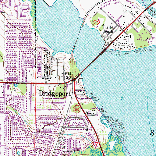 Topographic Map of Bridgeport, FL