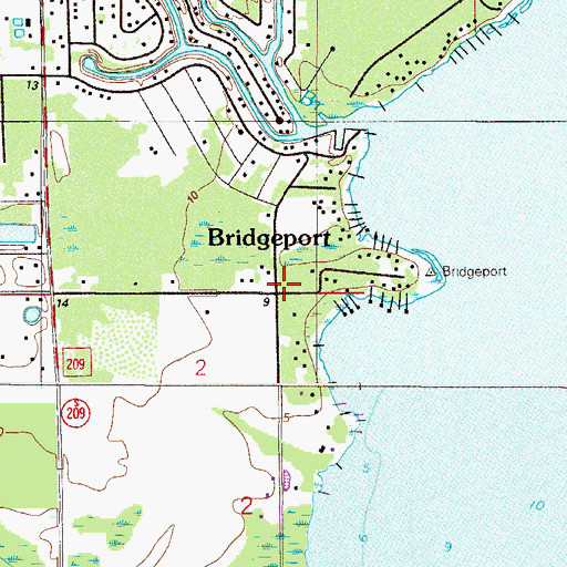 Topographic Map of Bridgeport, FL