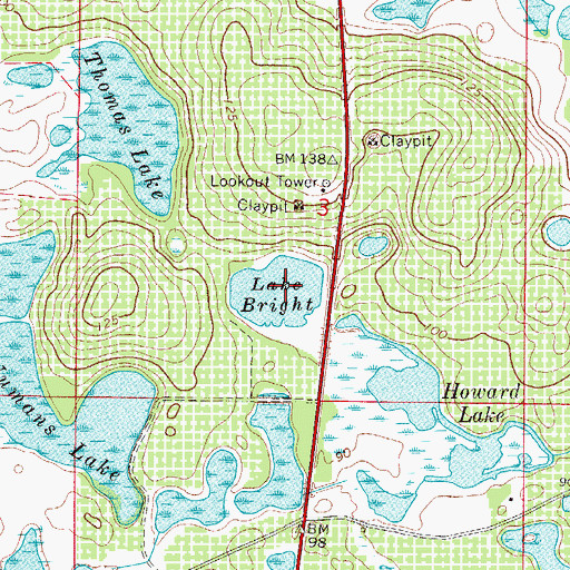 Topographic Map of Lake Bright, FL