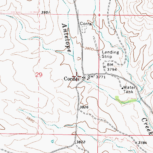 Topographic Map of Cordes, AZ