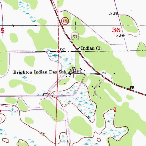 Topographic Map of Brighton Indian Day School, FL