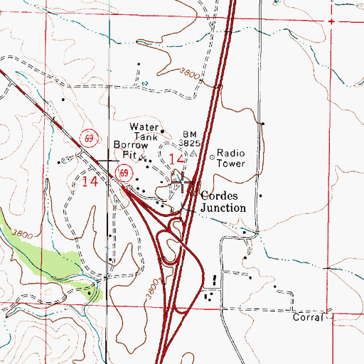 Topographic Map of Cordes Junction, AZ