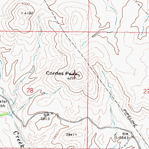Topographic Map of Cordes Peak, AZ