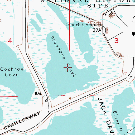 Topographic Map of Broadaxe Creek, FL