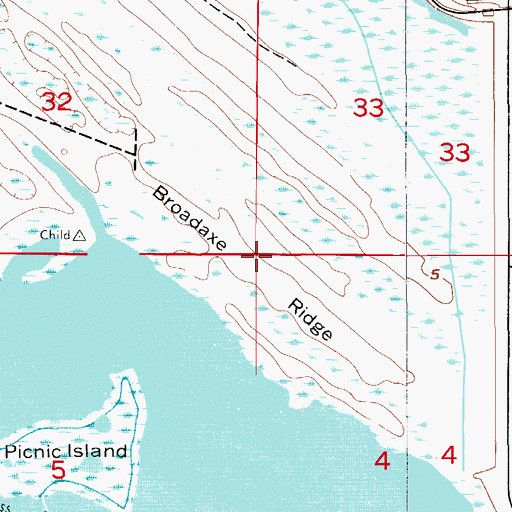 Topographic Map of Broadaxe Ridge, FL
