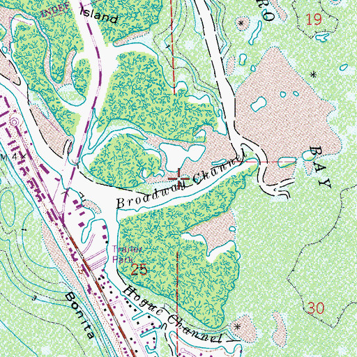 Topographic Map of Broadway Channel, FL