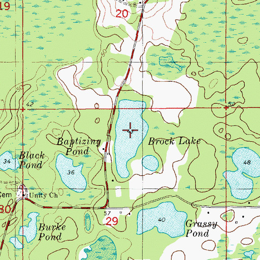 Topographic Map of Brock Lake, FL