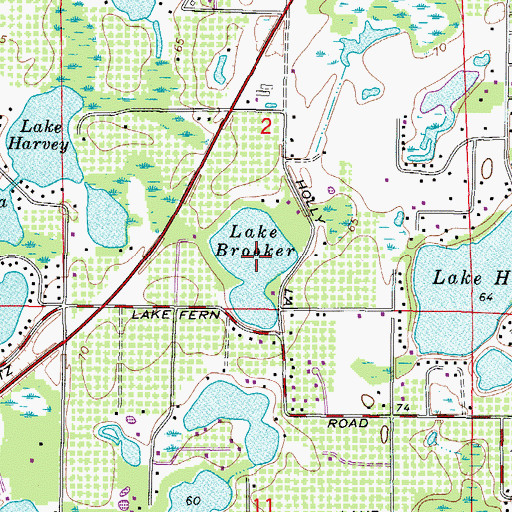 Topographic Map of Lake Brooker, FL
