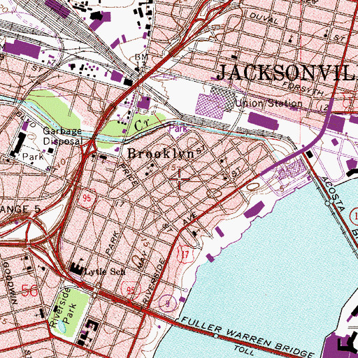 Topographic Map of Brooklyn, FL