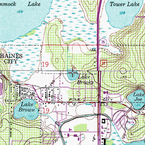 Topographic Map of Lake Brooks, FL