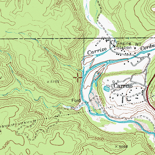 Topographic Map of Corduroy Creek, AZ