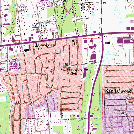 Topographic Map of Brookview Elementary School, FL