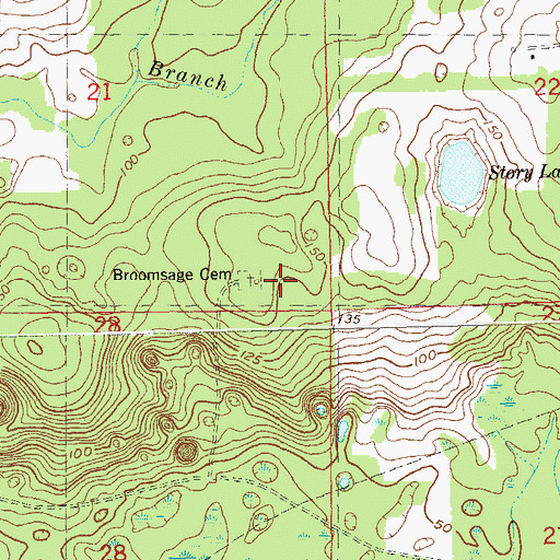 Topographic Map of Broomsage Cemetery, FL