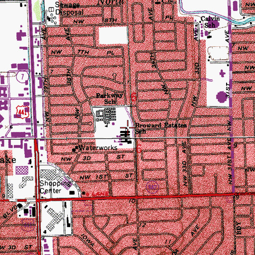 Topographic Map of Broward Estates Elementary School, FL