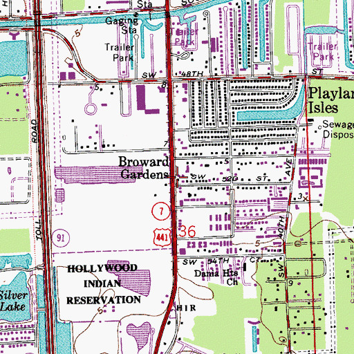 Topographic Map of Broward Gardens, FL