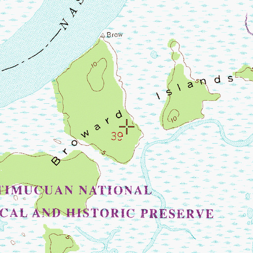 Topographic Map of Broward Islands, FL