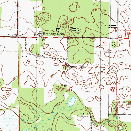 Topographic Map of Brown Cemetery, FL
