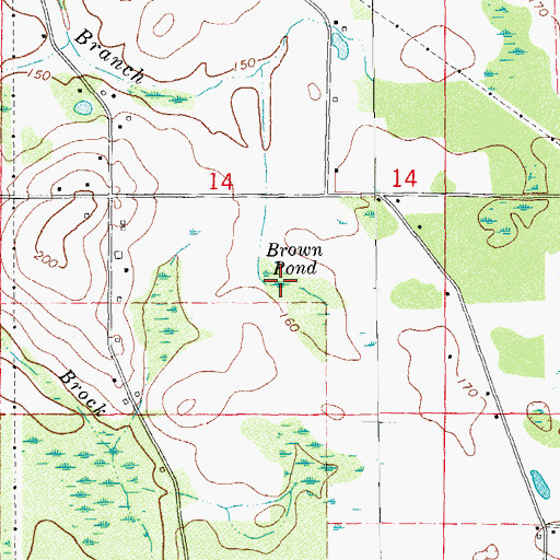 Topographic Map of Brown Pond, FL