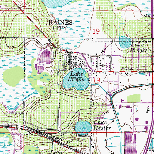 Topographic Map of Lake Brown, FL
