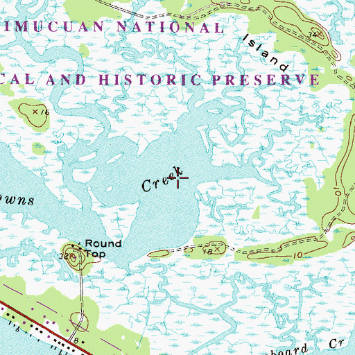 Topographic Map of Browns Creek, FL