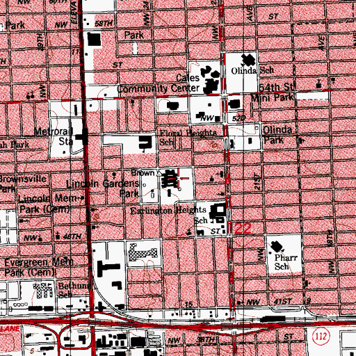 Topographic Map of Brownsville Middle School, FL