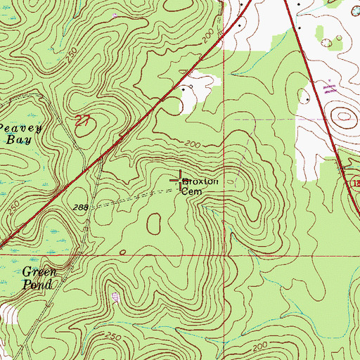 Topographic Map of Broxton Cemetery, FL