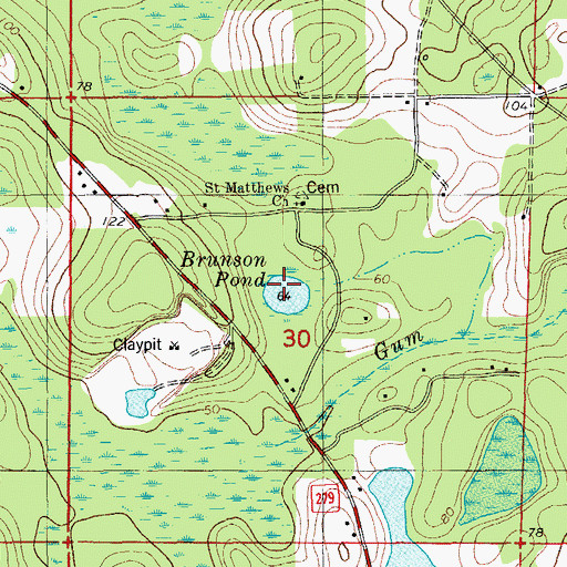 Topographic Map of Brunson Pond, FL