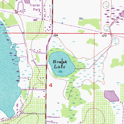 Topographic Map of Brush Lake, FL