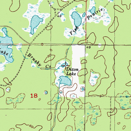 Topographic Map of Brushy Creek, FL