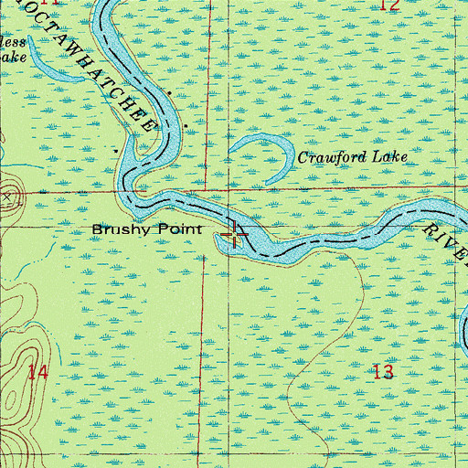 Topographic Map of Brushy Point, FL