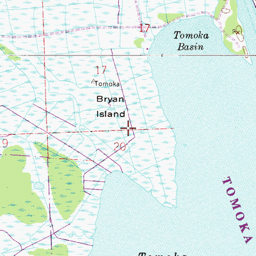 Topographic Map of Bryan Island, FL