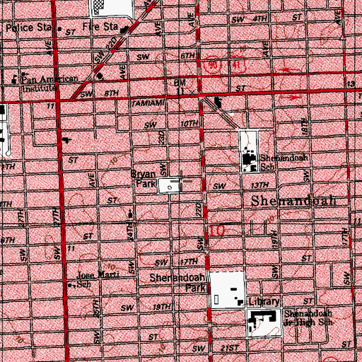 Topographic Map of Bryan Park, FL