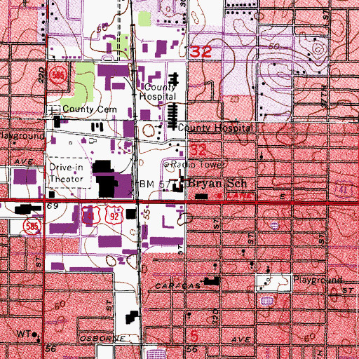 Topographic Map of Bryan Alternative School, FL