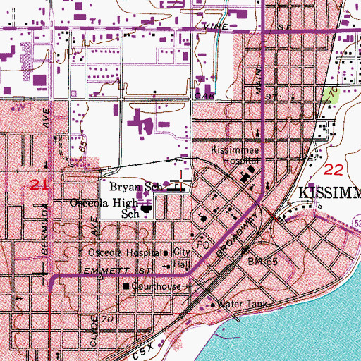 Topographic Map of Bryan School, FL