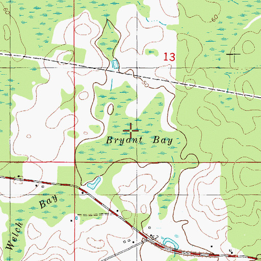 Topographic Map of Bryant Bay, FL