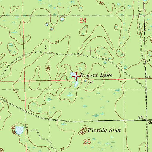 Topographic Map of Bryant Lake, FL