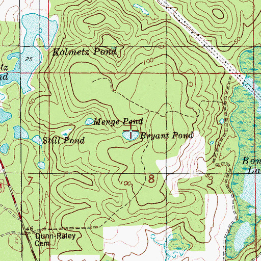 Topographic Map of Bryant Pond, FL