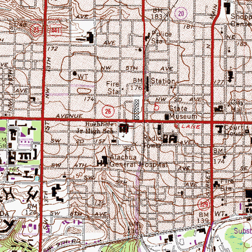 Topographic Map of Buchholz Junior High School (historical), FL