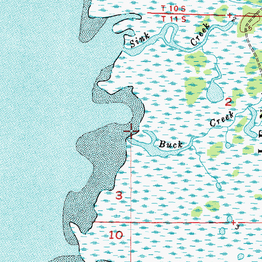 Topographic Map of Buck Creek, FL