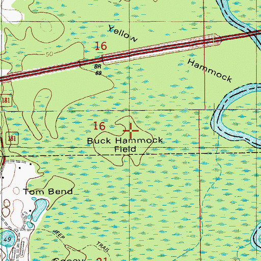 Topographic Map of Buck Hammock Field, FL