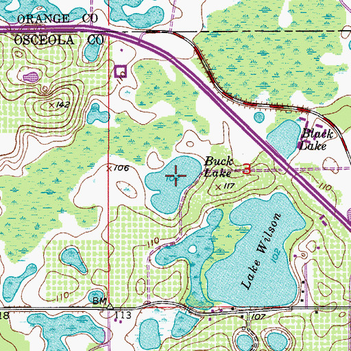 Topographic Map of Buck Lake, FL