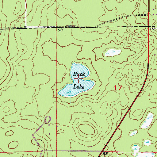 Topographic Map of Buck Lake, FL