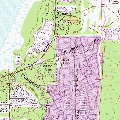 Topographic Map of Buck Park, FL