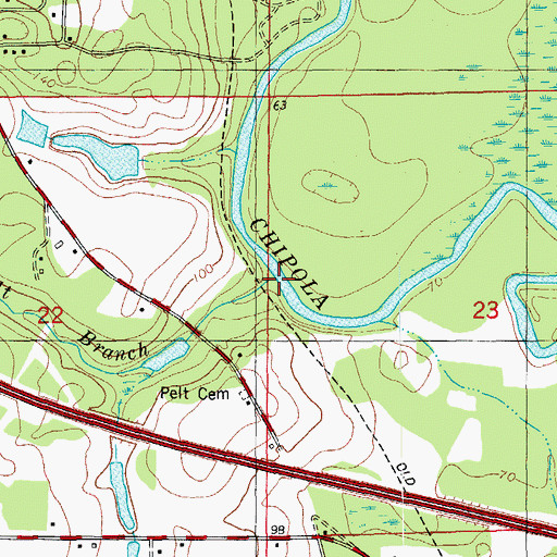 Topographic Map of Buck Pelt Branch, FL