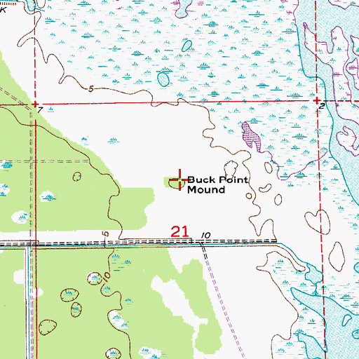 Topographic Map of Buck Point Mound, FL